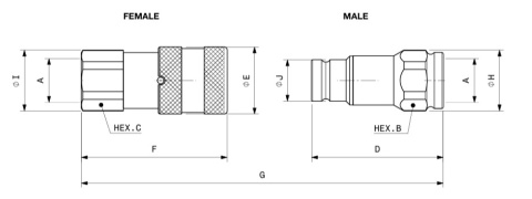 Szybkozłącze flat-face 1/2” gniazdo F.FIRG9 BSP 300 bar F-FIRG 9 1/2 , F-FIRG9 1/2